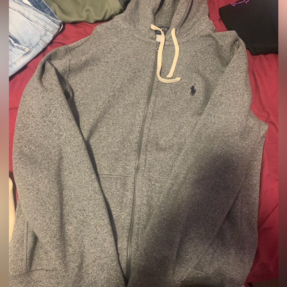 Grey polo zip up sweater